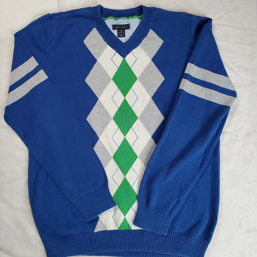 Tommy Hilfiger Boys Sweater Pullover V-neck Casual Long Sleeve, Sz Medium 12/14